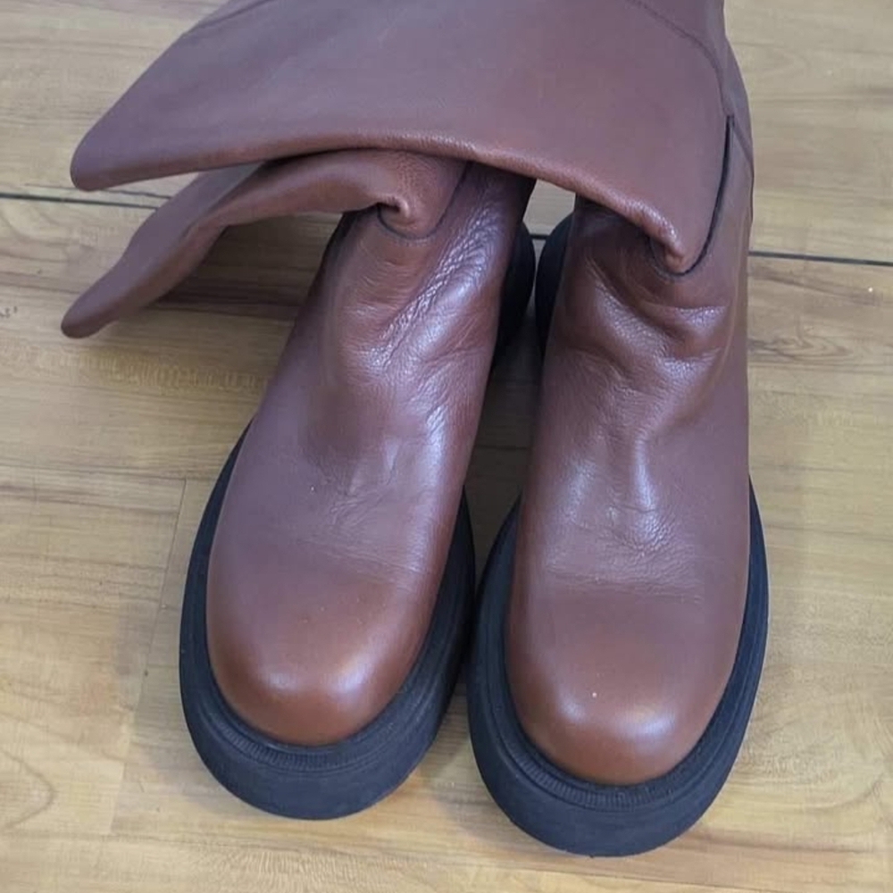 Brown and Black Ankle Boots with Chunky Sole